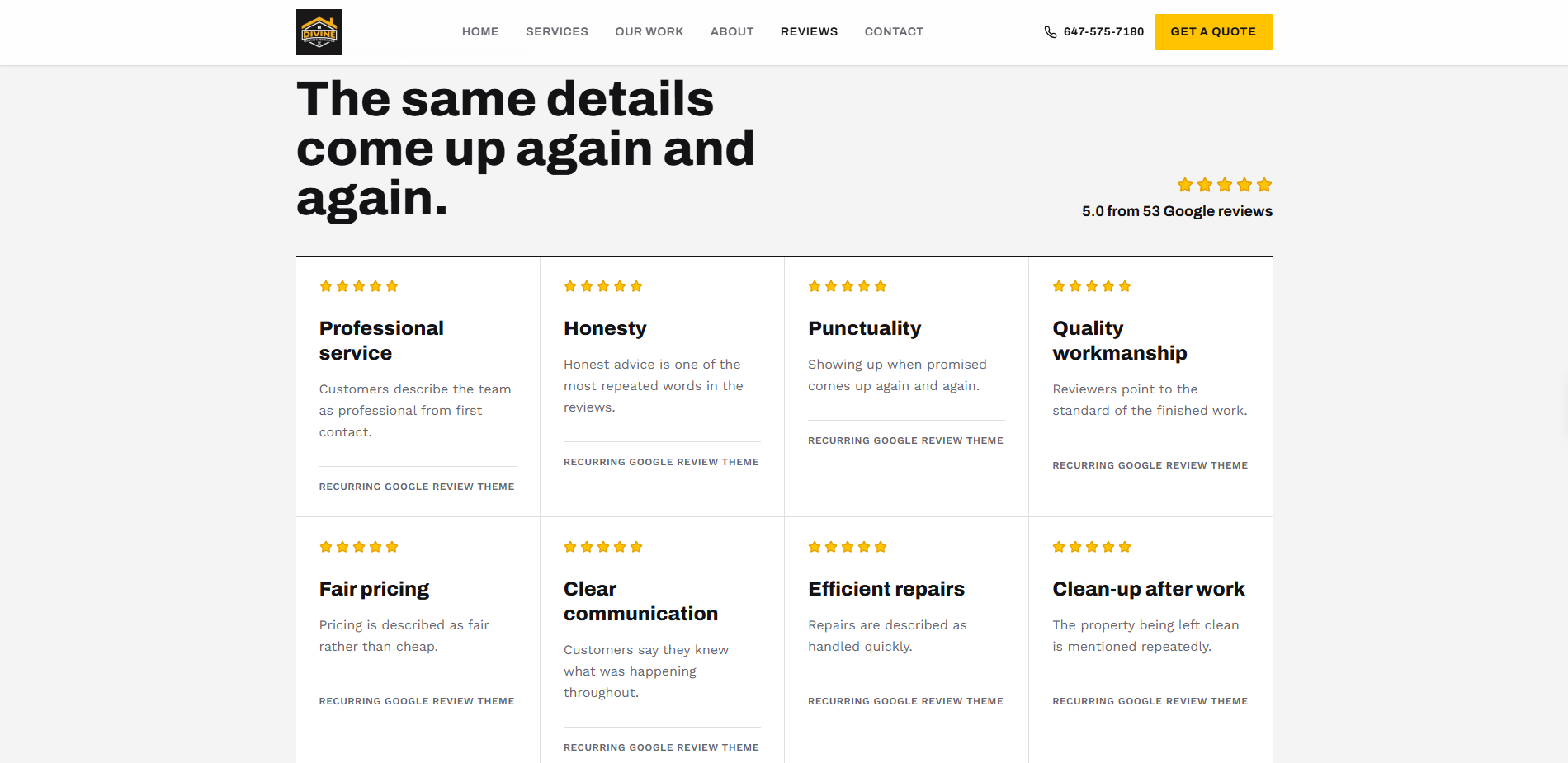 Concept design, reviews section