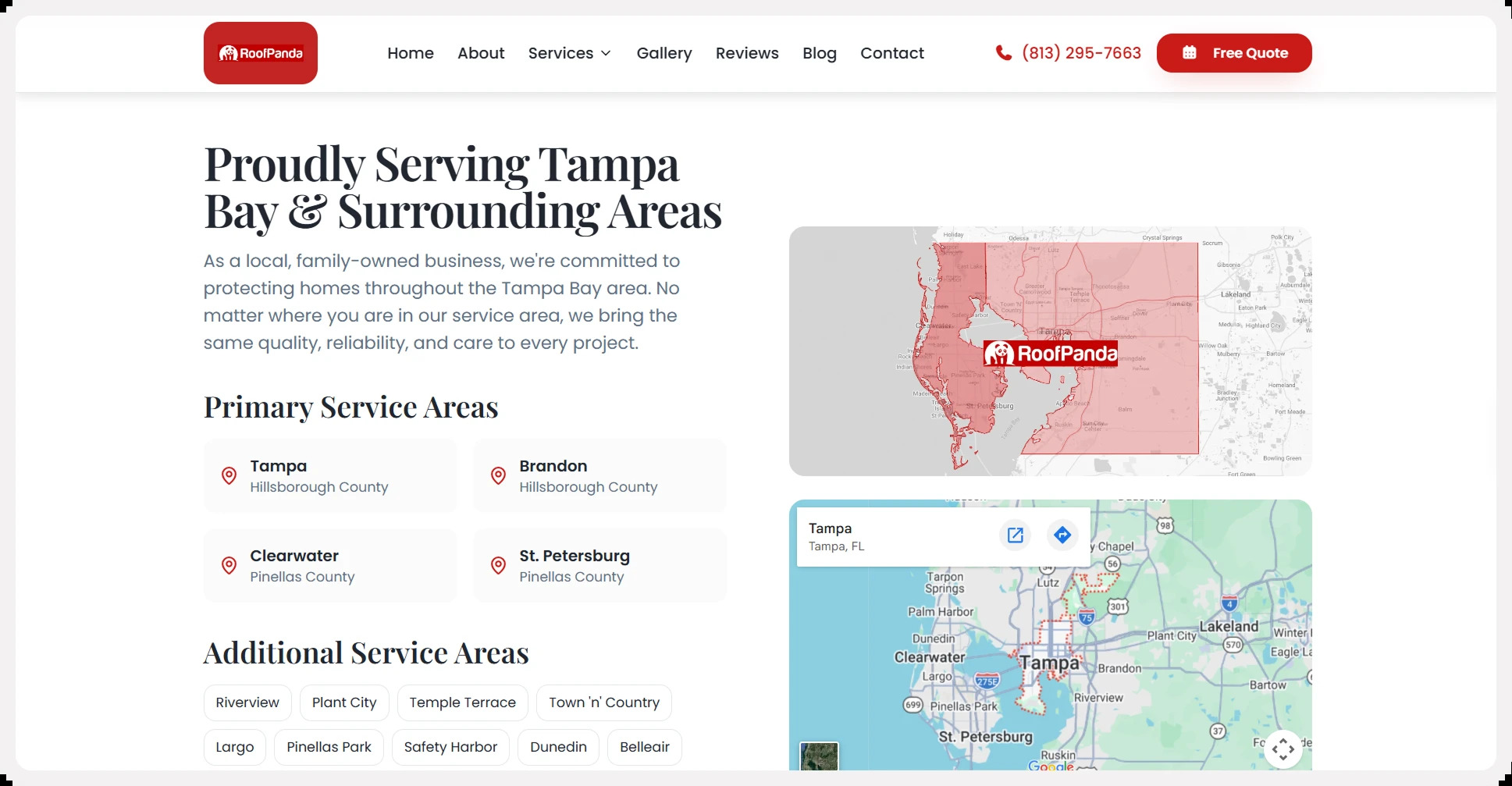 Concept design, project gallery with location-labeled jobs